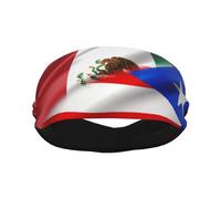 Half Mexico Half Porto Rico Flag Men Women Head Bands Non-Slip Sweat Bands Breathable Headband For Workout Yoga Gym