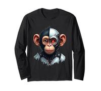 Half Monkey Lover Robotic Cyborg Ape AI Robots Tech Primates Long Sleeve T-Shirt
