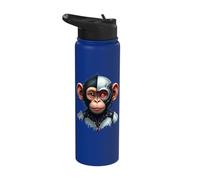 Half Monkey Lover Robotic Cyborg Ape AI Robots Tech Primates Stainless Steel Insulated Water Bottle