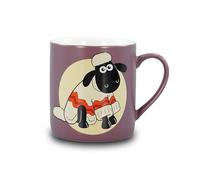Half Moon Bay Aardman Wallace and Gromit Ceramic Coffee Mug, 12.5 Ounce Shaun the Sheep Plum, Illustrated Character Classic British Cartoon Tea Cup