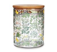 Half Moon Bay Apothecary's Garden by Voysey - Multicolor 25 Ounce Glass Food Storage Jar Container with Compressed Bamboo Lid