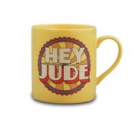 Half Moon Bay Beatles Coffee Mug, 12.5 Ounce Ceramic Hey Jude Retro Typography Tea Cup for Music Lovers, Vintage Yellow