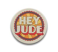 Half Moon Bay Beatles Round Drink Coaster, Retro Typography Music Graphic Décor 4 x 4 Inch Ceramic Hey Jude