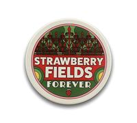 Half Moon Bay Beatles Round Drink Coaster, Retro Typography Music Graphic Décor 4 x 4 Inch Ceramic Strawberry Fields Forever