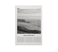 Half Moon Bay Black And White Canvas Poster Decoration Painting Living Room Wall Art Bedroom Painting, Wall Print Art Painting Modern Home Boy Room Print Painting Girls Holiday Wall Picture 12x18i