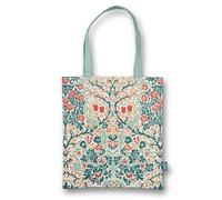 Half Moon Bay Botanical Blackthorn by ACS John H. Dearle 16.5 x 15 Inch Teal and Coral Recycled Cotton Reusable Grocery Shopping Bag