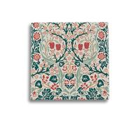 Half Moon Bay Botanical Blackthorn by ACS John H. Dearle 4 Inch Square Ceramic Stoneware Single Beverage Drink Coaster Teal Green and Red