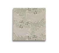Half Moon Bay Botanical Larkspur by ACS William Morris 4 Inch Square Ceramic Stoneware Single Beverage Drink Coaster Bone and Sage Green