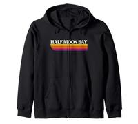 Half Moon Bay California Retro Graphic - Half Moon Bay CA Zip Hoodie