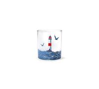 Half Moon Bay Coastal Lighthouse Seagull - Blue/Red 10 Ounce Glass Drinking Glass, GL01COA01