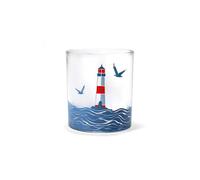 Half Moon Bay Coastal Lighthouse Seagull - Blue/Red 10 Ounce Glass Drinking Glass, GL01COA01