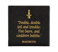 Half Moon Bay Double Double Toil and Trouble Shakespeare Macbeth 4 Inch Square Ceramic Stoneware Single Beverage Drink Coaster Black and Yellow