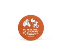 Half Moon Bay Drinking Sunbeams and Rainbows - Fantastic Mr Fox - Orange/White 4 Inch Stoneware Drink Beverage Coaster