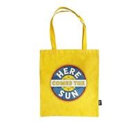Half Moon Bay Here Comes The Sun - The Beatles - Bright Yellow 16.5 x 15 Inch 100% Recycled Cotton Reusable Grocery Shopping Bag, Comes the Sun Yellow, 16.5 x 15 Inch