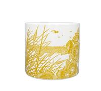 Half Moon Bay in The Sand Dunes - by Kate Heiss - Mustard Yellow/White 4.25 x 3.94 Inch Ceramic Stoneware Standing Planter Pot