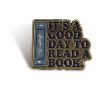 Half Moon Bay Pulteney Press It's A Good Day To Read A Book 1.5 Inch Black and Gold Zinc Alloy and Enamel Lapel Pin Badge, 1.5 Inch, Zinc Alloy and Enamel, no gemstone