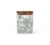 Half Moon Bay Cover Blooms and Bees - by Kate Heiss - Woodland Green 25 Ounce Glass Food Storage Jar Container with Compressed Bamboo Lid