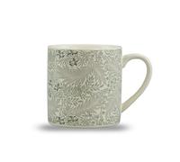 Half Moon Bay Larkspur by ACS William Morris 10.5 Ounce Sage Green and Ivory Ceramic Stoneware Beverage Drinking Mug