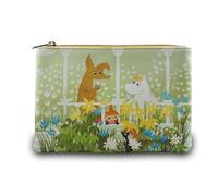 Half Moon Bay Whimsical Design Zipper Pouch for Makeup, Toiletries, and Bag Organization 6 x 9.5 Inch Faux Leather Moomin, Green, 6 x 9.5 Inch, Balcony