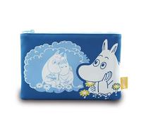 Half Moon Bay | Moomins | Daydreaming Blue Faux Leather Zipper Pouch | 6x9.5 Makeup, Toiletries & Travel Bag Organizer | Official Merchandise | Whimsical Birthday, Cozy Teacher or Summer Gift