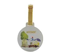 Half Moon Bay Moominvalley Luggage Tag Scenic Illustration with Secure Strap, Travel Bag Tag for Suitcases and Backpacks 3 x 3.5 Inch Faux Leather Moomin Pond