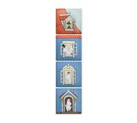 Half Moon Bay Moominvalley Moomin House 4 Inch Square Ceramic Stoneware Set of 4 Drink Coasters Blue and Red
