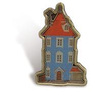 Half Moon Bay Moominvalley Moomin House Designed by Dennis Livson 1.5 Inch Blue and Red Zinc Alloy and Enamel Lapel Pin Badge, 1.5 Inch, Zinc Alloy and Enamel, no gemstone