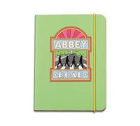 Half Moon Bay Officially Licensed The Beatles Abbey Road Retro A6 Hardback Pocket Notebook Lime Green Lined Journal with Elastic Band Closure and Ribbon Bookmark for Music Fans