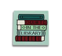 Half Moon Bay Quiet in The Library 4 Inch Square Ceramic Stoneware Beverage Drink Coaster