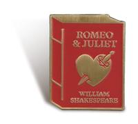 Half Moon Bay Romeo and Juliet William Shakespeare 1.5 Inch Red and Gold Zinc Alloy and Enamel Lapel Pin Badge, 1.5 Inch, Zinc Alloy and Enamel, no gemstone