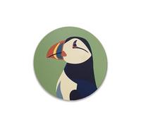 Half Moon Bay | RSPB | Puffin Single Ceramic Coaster | Round Coastal Wildlife Drink Mat Cork Backed | Official Licensed Collection | Elegant Gift for Father's Day Teacher Graduation