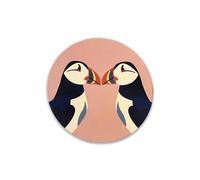 Half Moon Bay | RSPB | Twin Puffins Single Ceramic Coaster | Round Coastal Wildlife Drink Mat Cork Backed | Official Licensed Collection | Elegant Gift for Father's Day Teacher Graduation