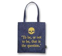 Half Moon Bay | Shakespeare | Hamlet 'To Be Or Not To Be' Recycled Cotton Tote Bag | Navy Blue & Gold Book Bag | Premium Literary Range | Dark Academia Gift for Bookworms, Students & Theatre Lovers