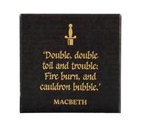 Half Moon Bay | Shakespeare | Macbeth 'Double Toil and Trouble' Ceramic Coaster | 4 Inch Black & Gold Square Stoneware Mug Mat | Premium Literary Range | Dark Academia Gift for Bookworms & Witches