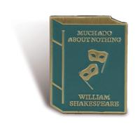 Half Moon Bay Lapel Pin - Much Ado About Nothing (Shakespeare) 1.5in Teal & Gold Zinc Alloy Enamel