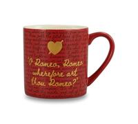 Half Moon Bay | Shakespeare | Romeo & Juliet Wherefore Art Thou Ceramic Mug | 310ml Crimson Red & Gold Coffee Cup | Premium Literary Range | Dark Academia Gift for Bookworms