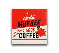 Half Moon Bay Square Literary Murder Mystery Club Drink Coaster, Funny Retro Bookish Décor for Readers, 4 x 4 Inch Ceramic Murder a Good Coffee