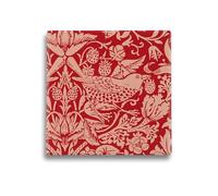 Half Moon Bay Strawberry Thief by ACS William Morris 4 Inch Square Ceramic Stoneware Single Beverage Drink Coaster Red