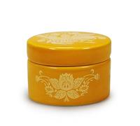 Half Moon Bay Strawberry Thief - by ACS William Morris - Quince Yellow/White 3 x 2.5 Inch Stoneware Decorative Trinket Box