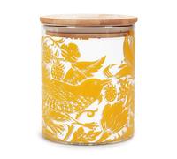 Half Moon Bay Strawberry Thief - by William Morris - Quince Yellow/White 5 x 4 Inch Glass Storage Jar Canister with Lid