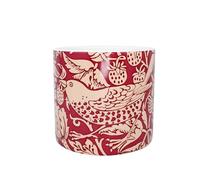 Half Moon Bay Strawberry Thief - by William Morris - Raspberry Red 4.25 x 3.94 Inch Ceramic Stoneware Standing Planter Pot