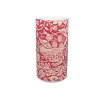 Half Moon Bay Strawberry Thief - by William Morris - Raspberry Red 6 x 3 Inch Ceramic Stoneware Cylindrical Flower Vase, VAWM02