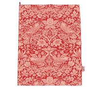 Half Moon Bay Strawberry Thief - by William Morris - Raspberry Red/White 25 x 18 Inch 100% Recycled Cotton Kitchen Tea Towel