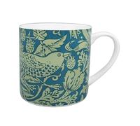 Half Moon Bay Strawberry Thief - by William Morris - Sage Green/Blue 10.5 Ounce (310ml) Ceramic Stoneware Hot/Cold Drinking Mug