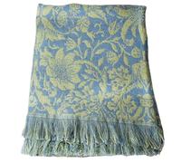 Half Moon Bay Strawberry Thief - by William Morris - Sage Green/Blue 60 x 50 Inch Recycled Polyethylene Terephthalate Throw Blanket