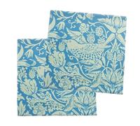 Half Moon Bay Strawberry Thief Design - by ACS William Morris - Sage Green/Blue 4 Inch Stoneware Drink Beverage Coaster; Set of 2