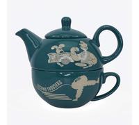 Half Moon Bay | Wallace & Gromit | The Wrong Trousers | Ceramic Tea for One Set | Official Merchandise | Stackable Teapot and Cup | Gifts for Aardman Fans and Tea Lovers
