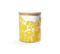 Half Moon Bay Wildflowers - by Kate Heiss - Mustard Yellow 25 Ounce Glass Food Storage Jar Container with Compressed Bamboo Lid, GLSTKH02