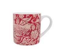 Half Moon Bay Strawberry Thief - by William Morris - Raspberry Red 10.5 Ounce (310ml) Ceramic Stoneware Hot/Cold Drinking Mug