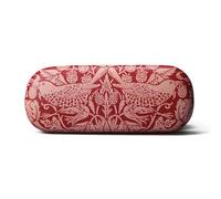 Half Moon Bay | William Morris Strawberry Thief | Raspberry Red Protective Hard Glasses Case | Raspberry Red, 6.5 x 2.7 Inch | Gifts for Glasses Wearers